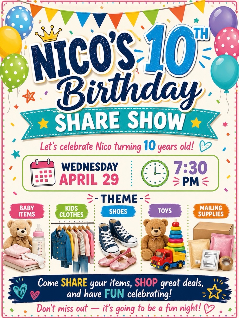 Nico's 10th Birthday Show with Mom 4/29 @7:30pm